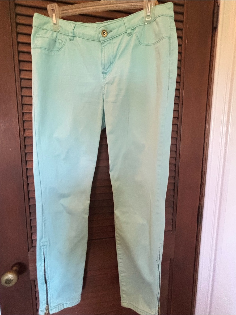 refuge Mint Green Ankle Zip Cropped Pants